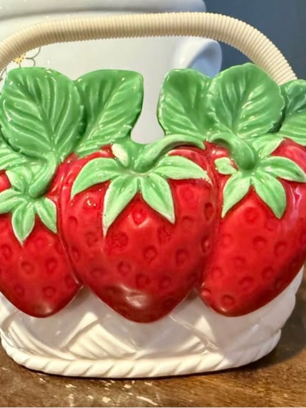 Vintage Strawberry Ceramic Basket
